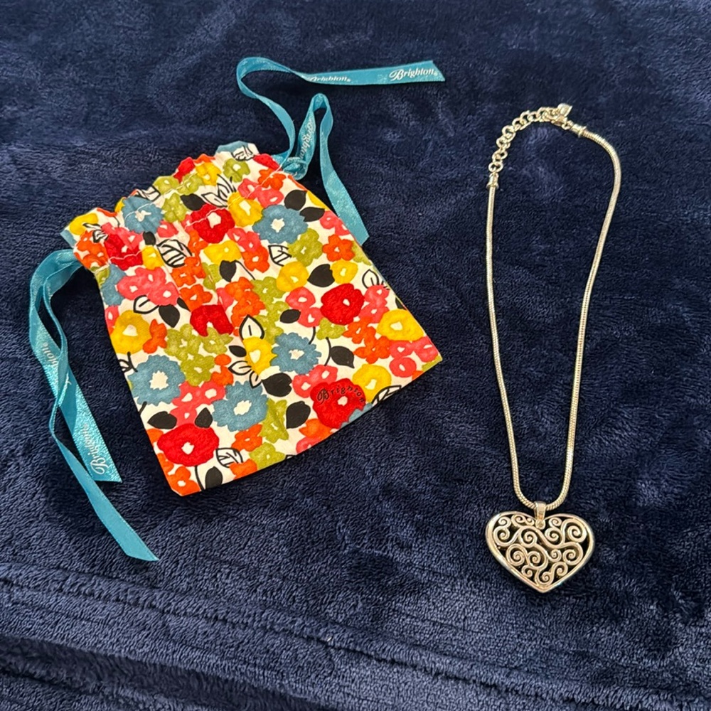 Brighton silver tone heart necklace.